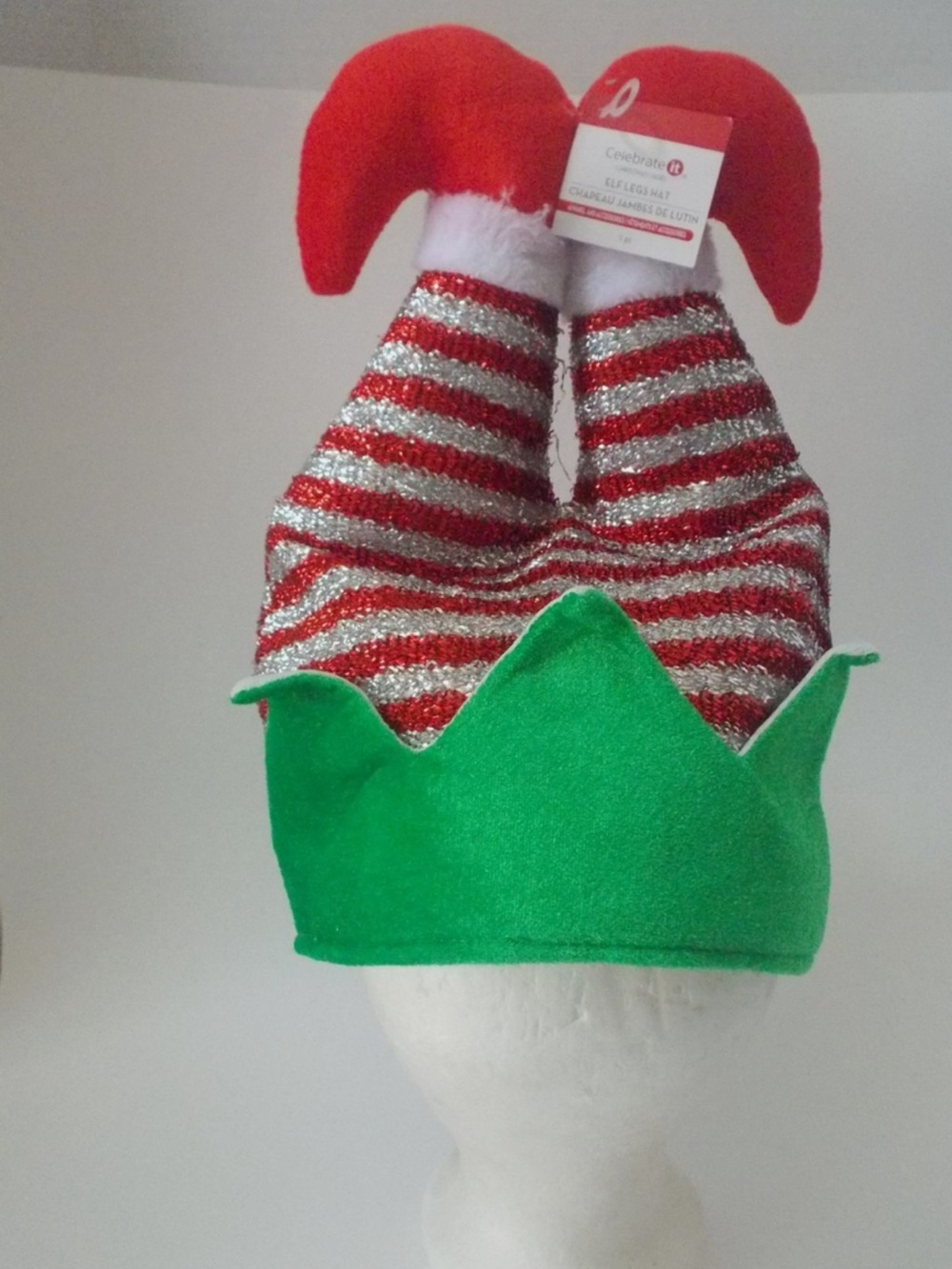 💥Buy 2 Get 1 Free💥 Festive Red & Silver Striped Elf Leg Hat